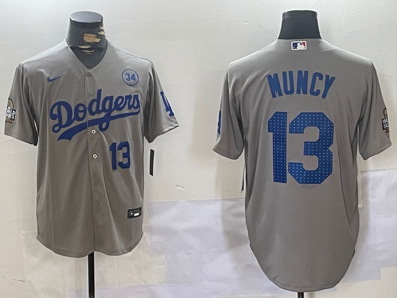 Men Los Angeles Dodgers #13 Muncy Grey Game 2024 Nike MLB Jersey style 11203
